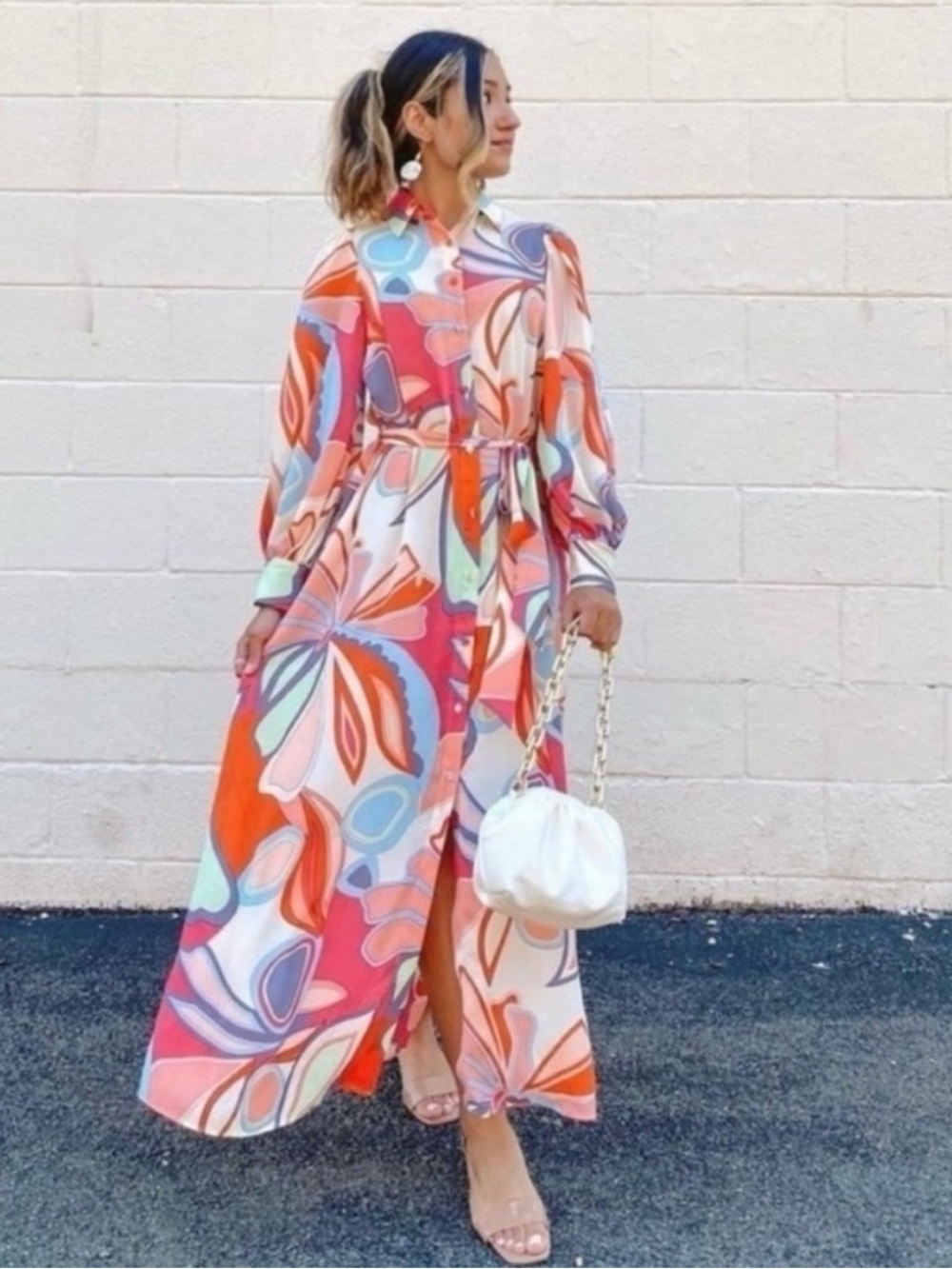 Alexis Coral & Pastel Multi Abstract-Print Maxi Dress